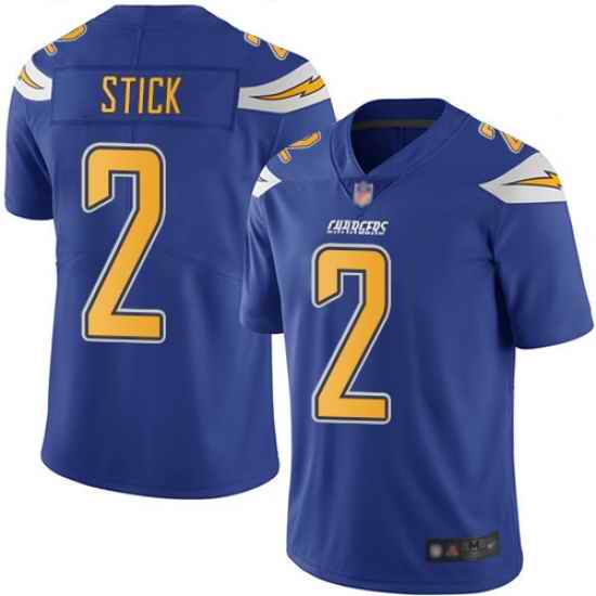Chargers 2 Easton Stick Electric Blue Men Stitched Football Limited Rush Jersey